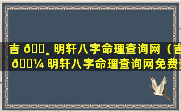 吉 🕸 明轩八字命理查询网（吉 🐼 明轩八字命理查询网免费查询）